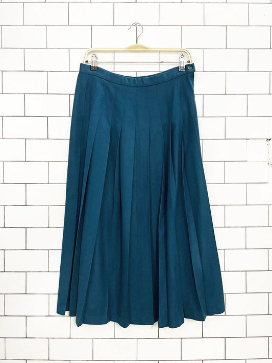 vintage 80s pendleton 100% wool pleated midi skirt  | made in usa