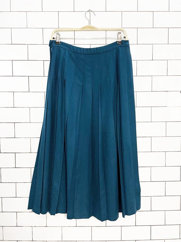 vintage 80s pendleton 100% wool pleated midi skirt  | made in usa