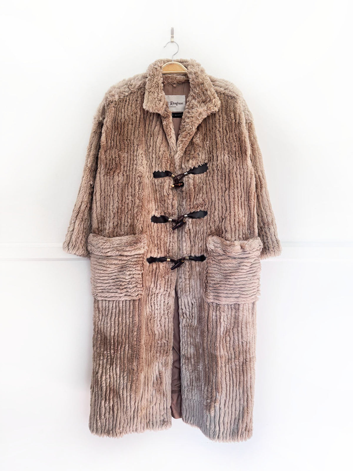 vintage 90s holt renfrew x geoffrey beene shaved mink fur toggle coat