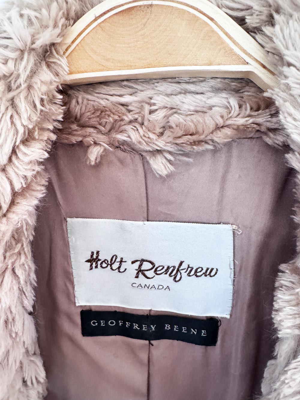 vintage 90s holt renfrew x geoffrey beene shaved mink fur toggle coat