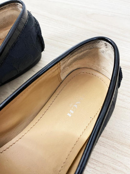 coach frida signature print loafer with patent bow - good market thrift store