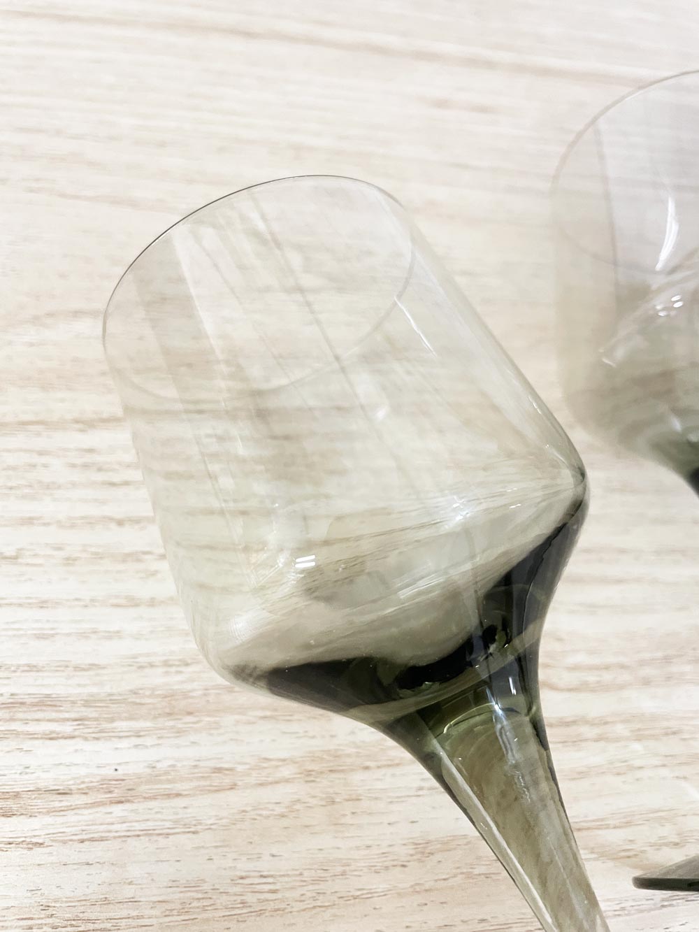 x2 vintage smoke glass small wine glasses - good market thrift store