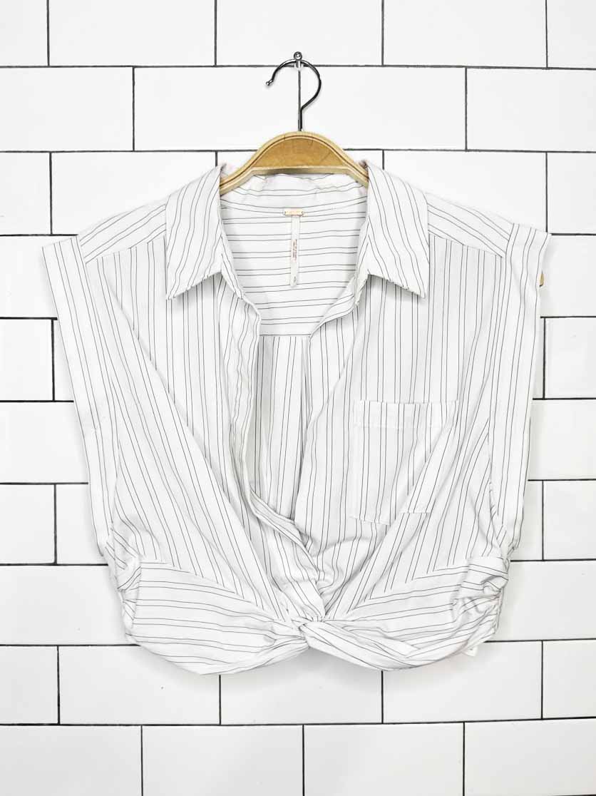 free people striped crop twist front menswear shirt