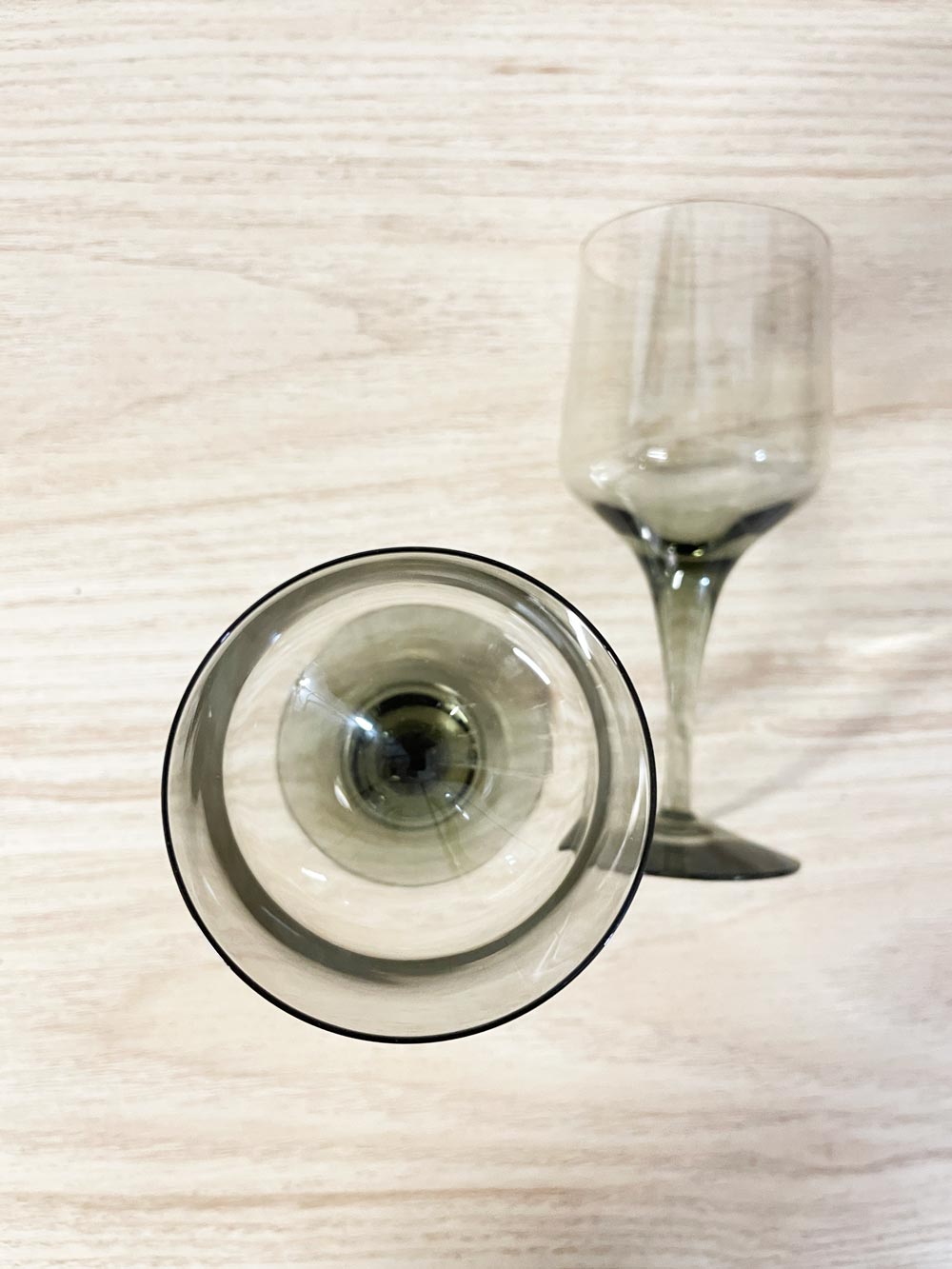 x2 vintage smoke glass small wine glasses - good market thrift store