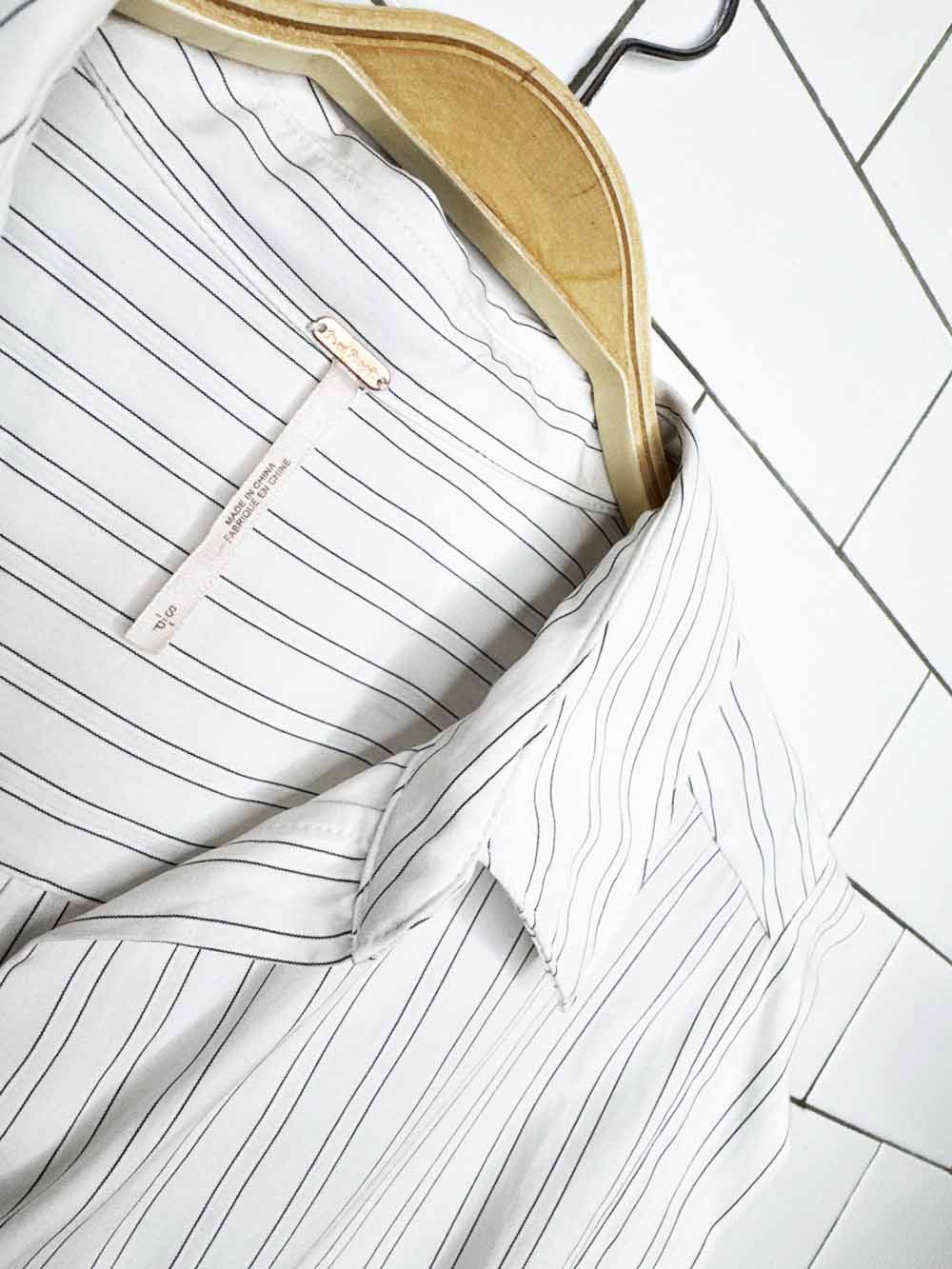 free people striped crop twist front menswear shirt