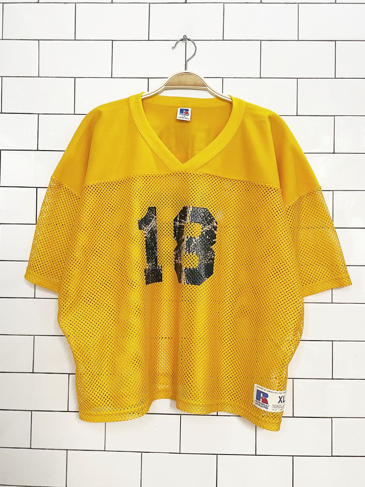 vintage 90s russell football jersey boxy mesh tee