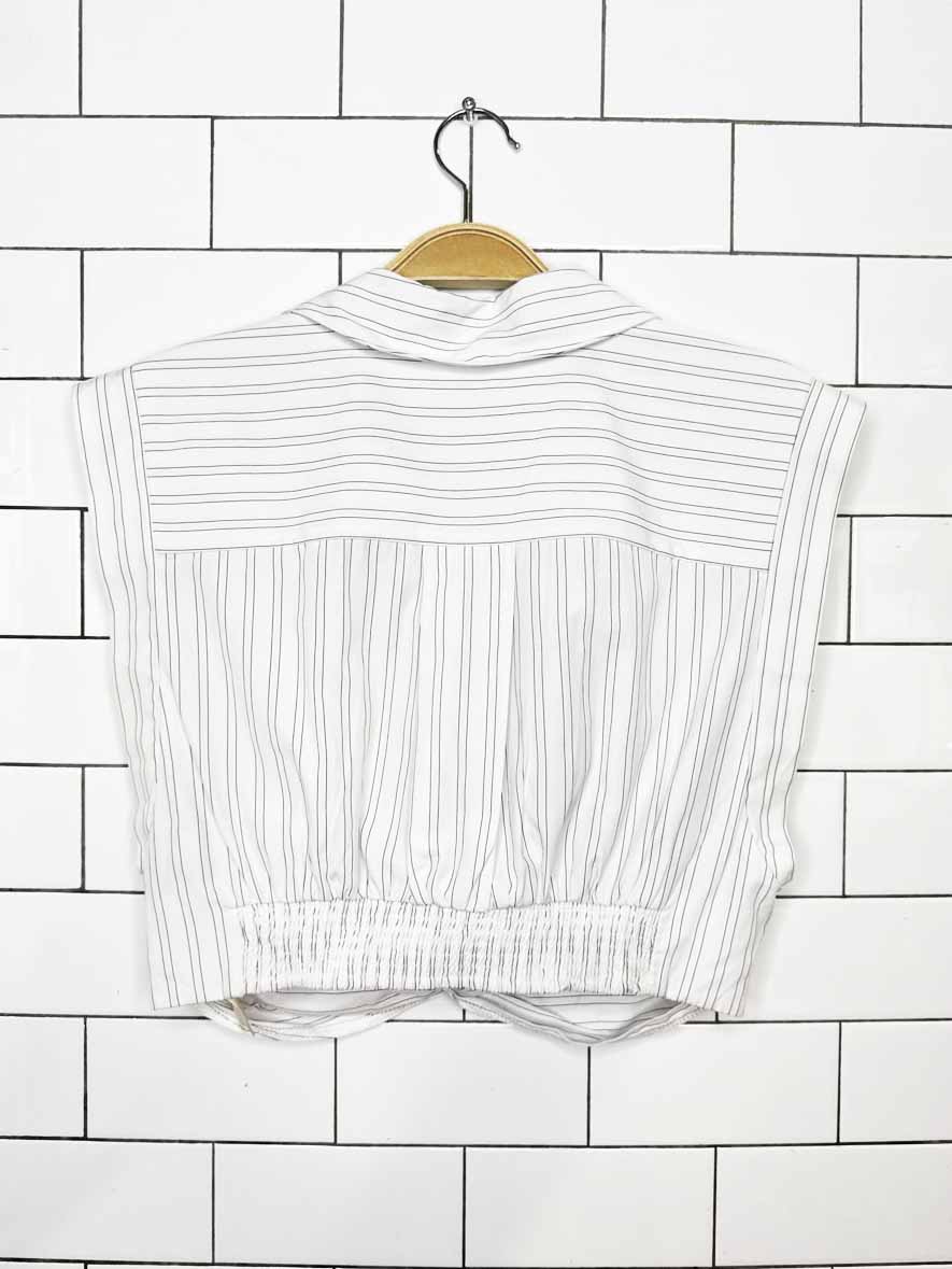 free people striped crop twist front menswear shirt