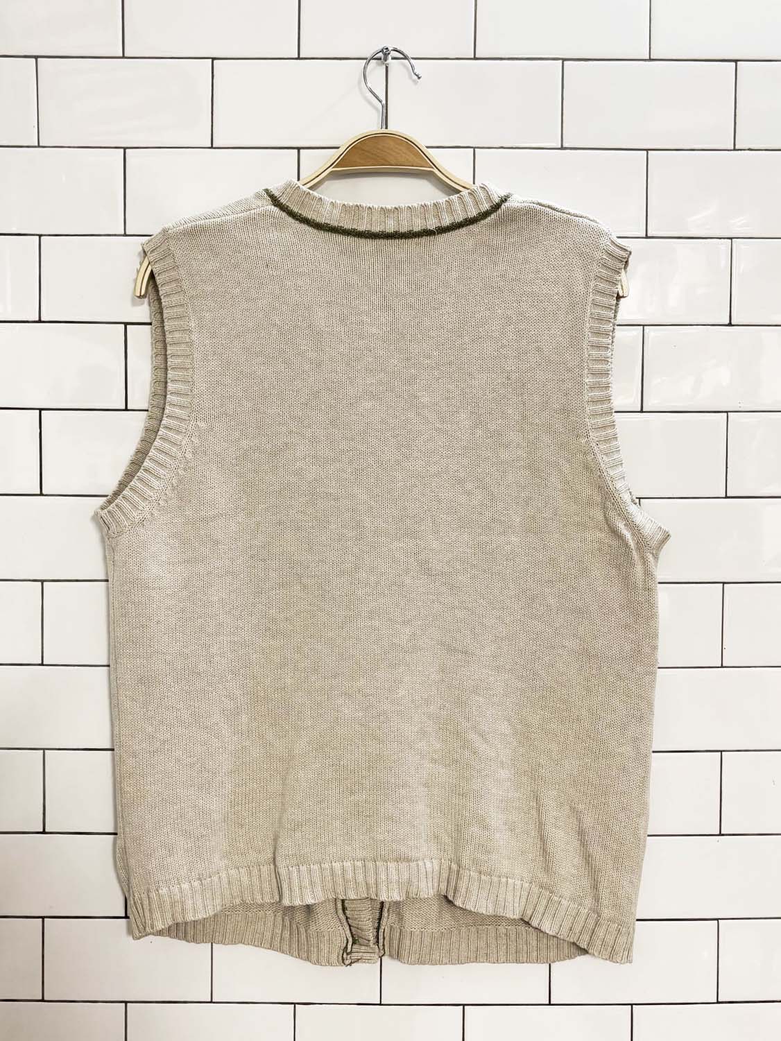 vintage 90s dog embroidered knit sweater vest