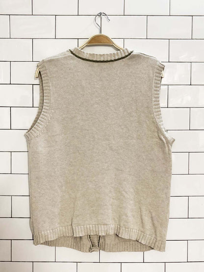 vintage 90s dog embroidered knit sweater vest