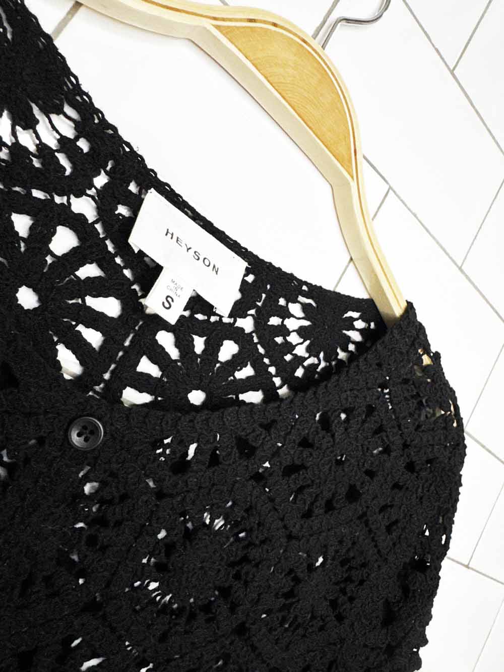 heyson crochet knit full button cardigan