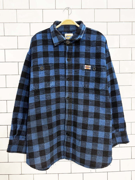 vintage 90s dickies two pocket flannel shirt jacket