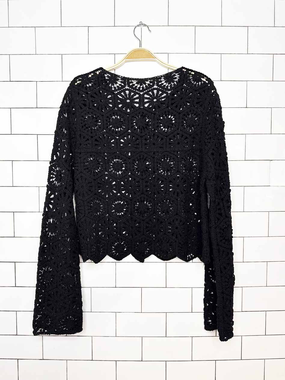 heyson crochet knit full button cardigan