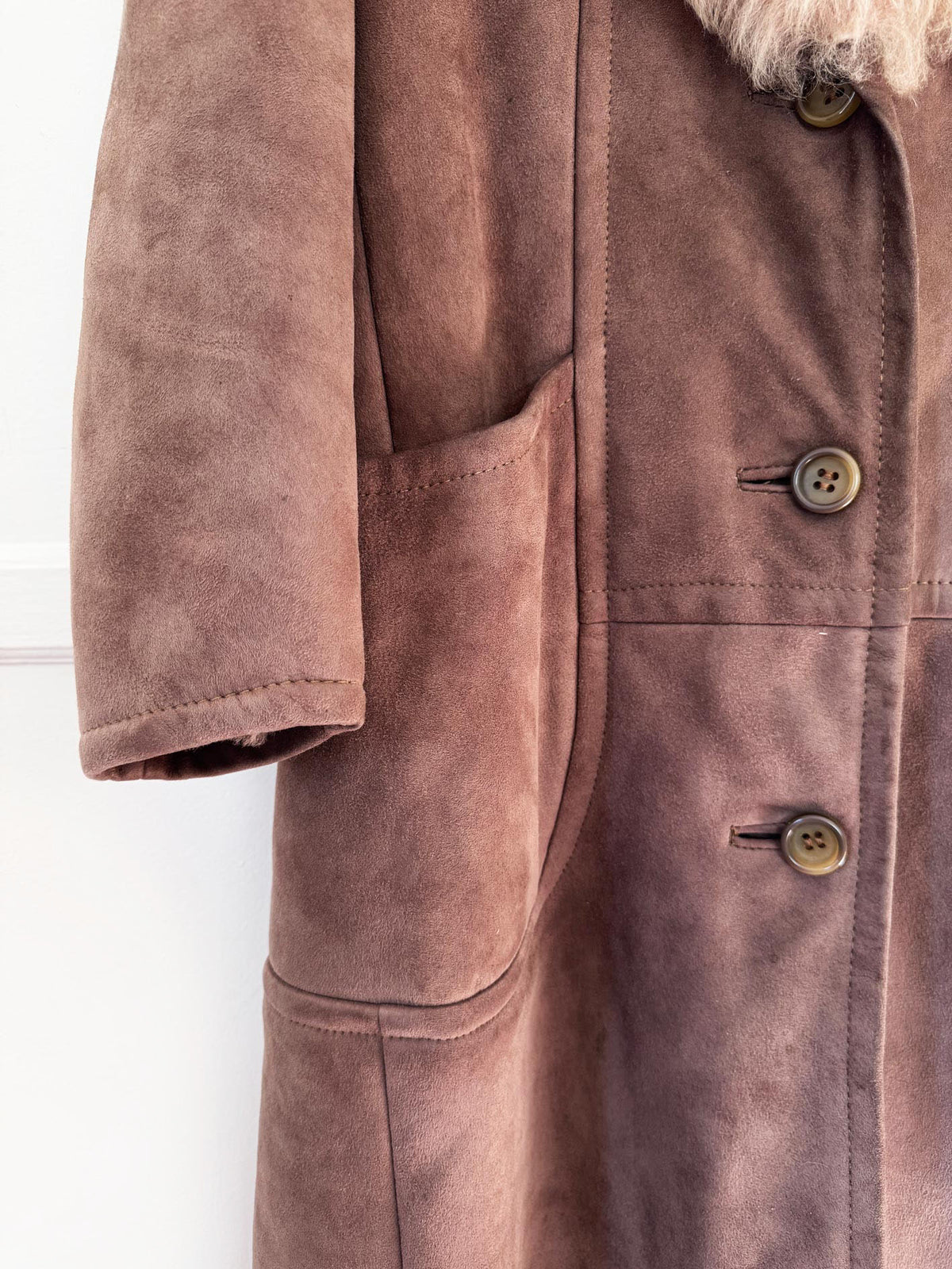 vintage shearling coat with plush collar | sheepskin fur