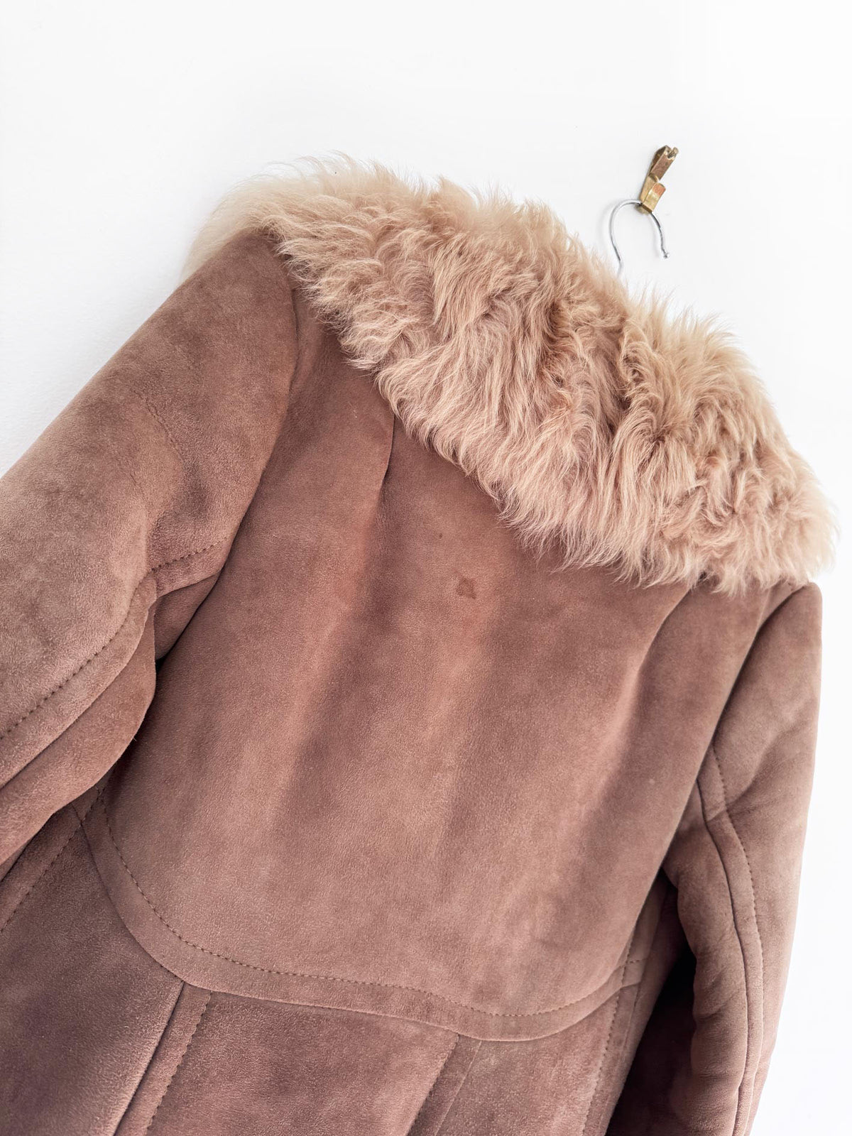 vintage shearling coat with plush collar | sheepskin fur