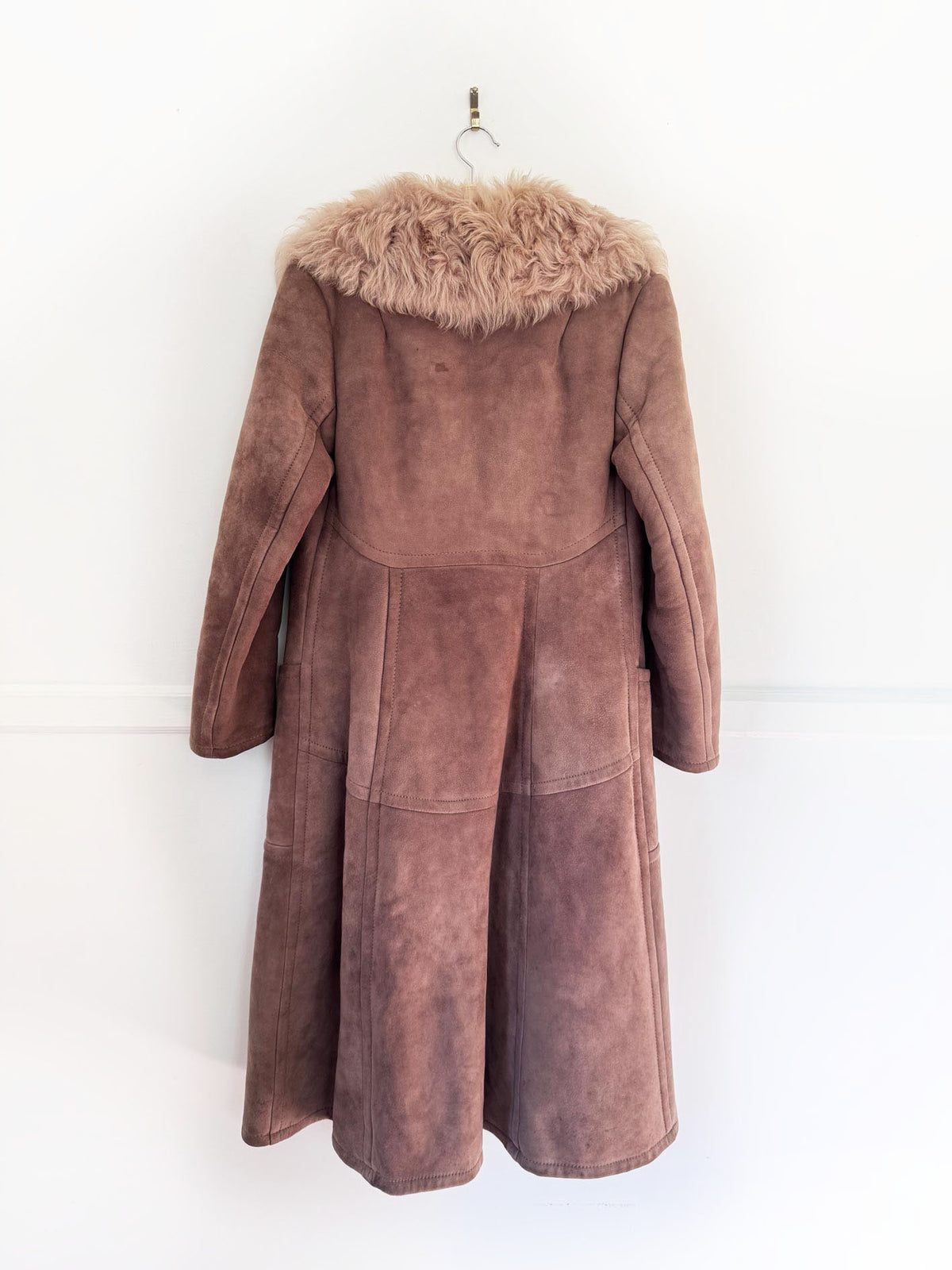 vintage shearling coat with plush collar | sheepskin fur