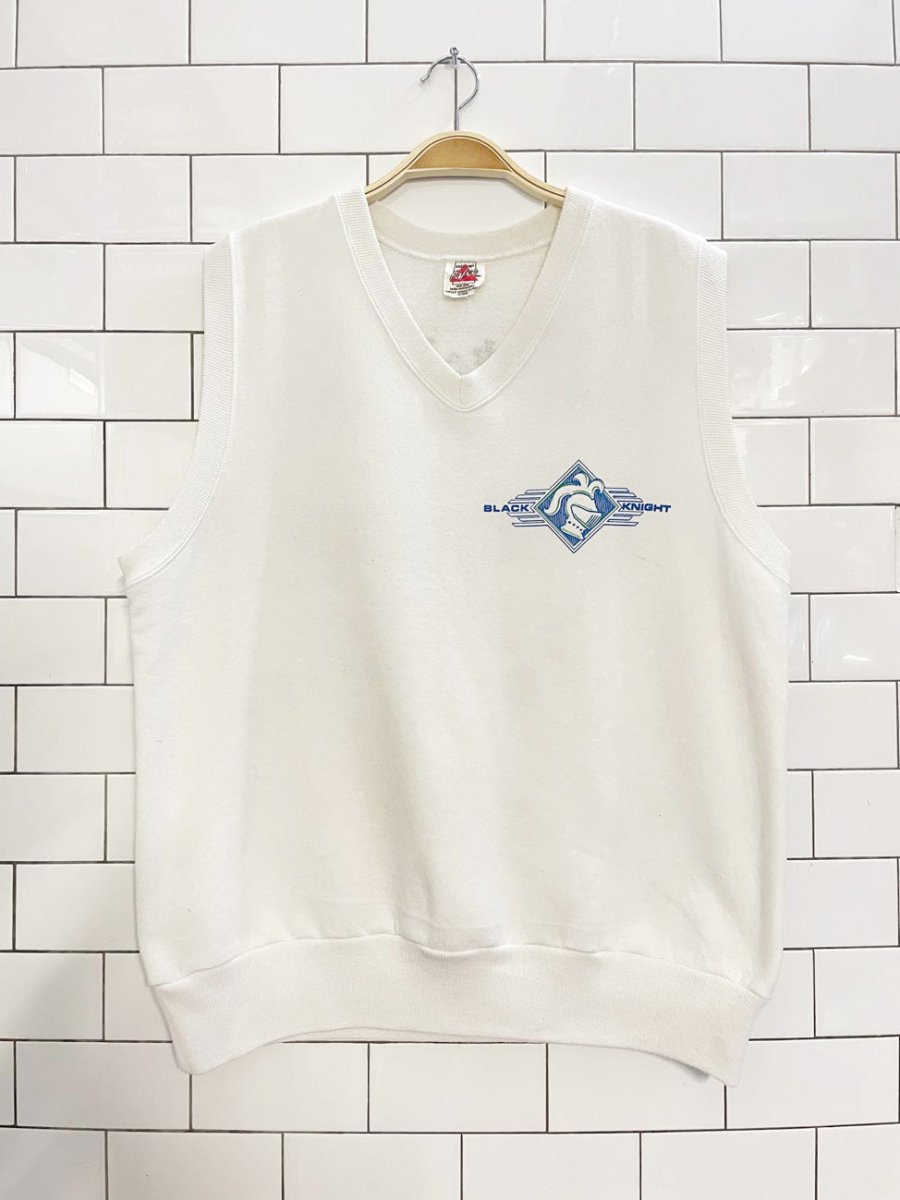 vintage 90s black knight sleeveless sweatshirt | fabec - good market thrift store