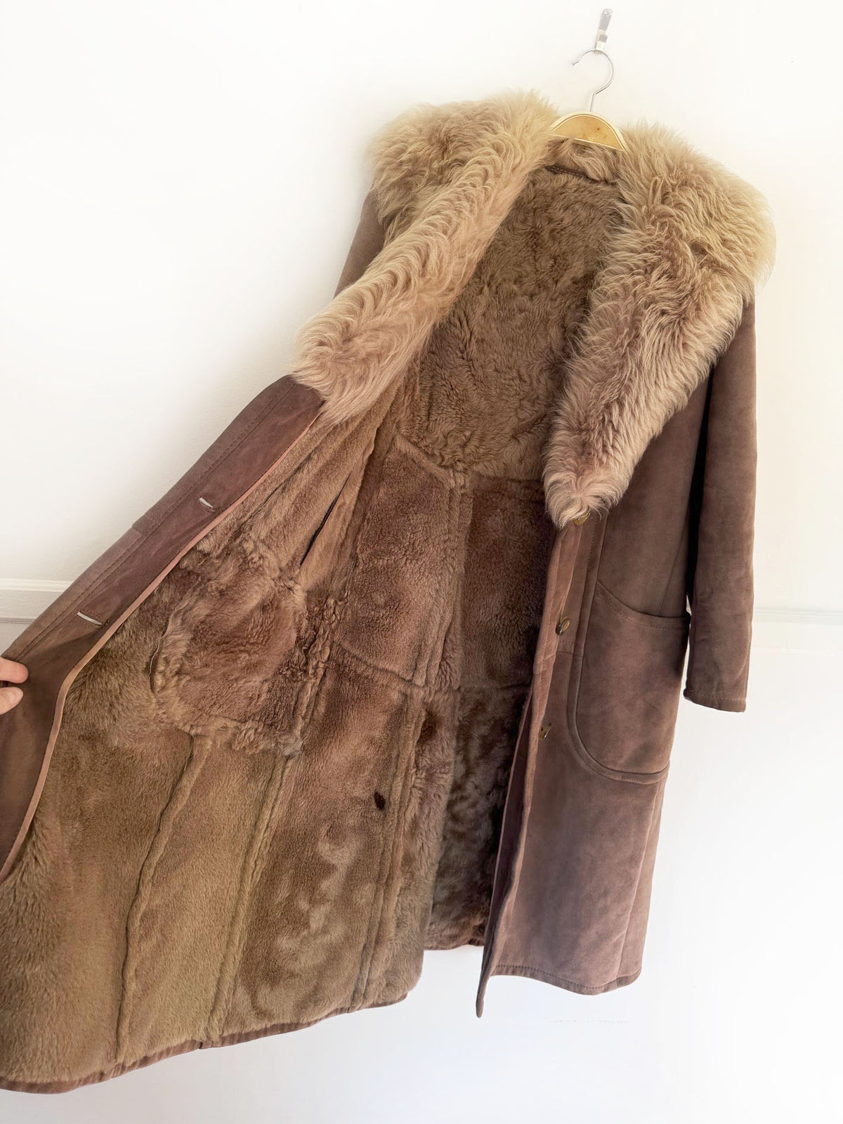 vintage shearling coat with plush collar | sheepskin fur