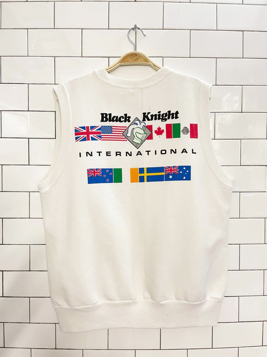 vintage 90s black knight sleeveless sweatshirt | fabec - good market thrift store
