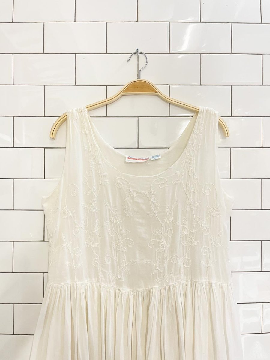 vintage paris connection boho embroidered flowy midi dress | made in india - good market thrift store