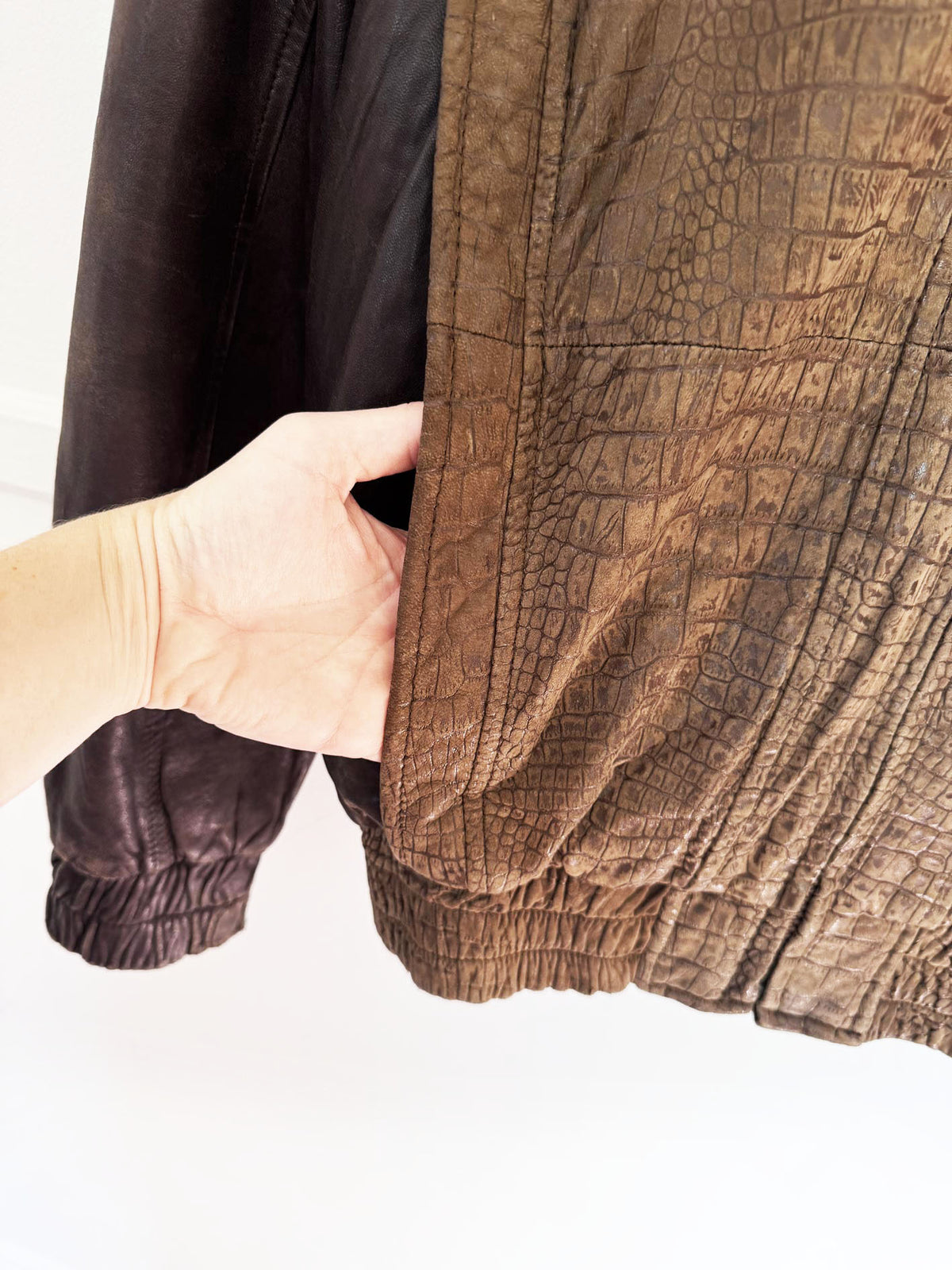 vintage 90s alan michaels opossum fur + lamb leather bomber jacket | removable lining
