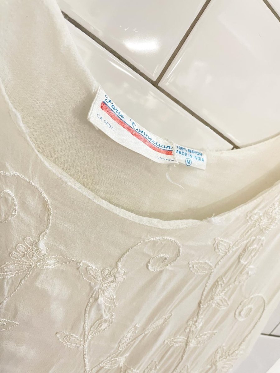 vintage paris connection boho embroidered flowy midi dress | made in india - good market thrift store