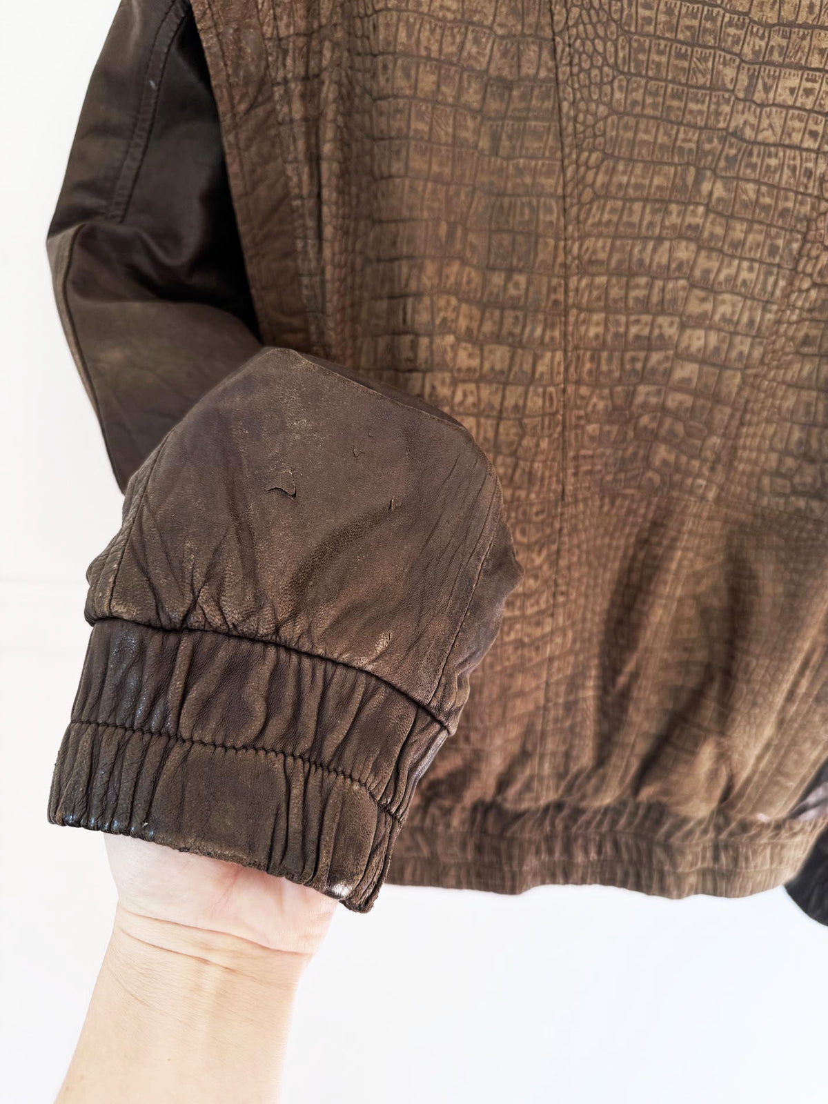 vintage 90s alan michaels opossum fur + lamb leather bomber jacket | removable lining