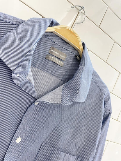 michael kors regular fit blue stripe menswear shirt - good market thrift store