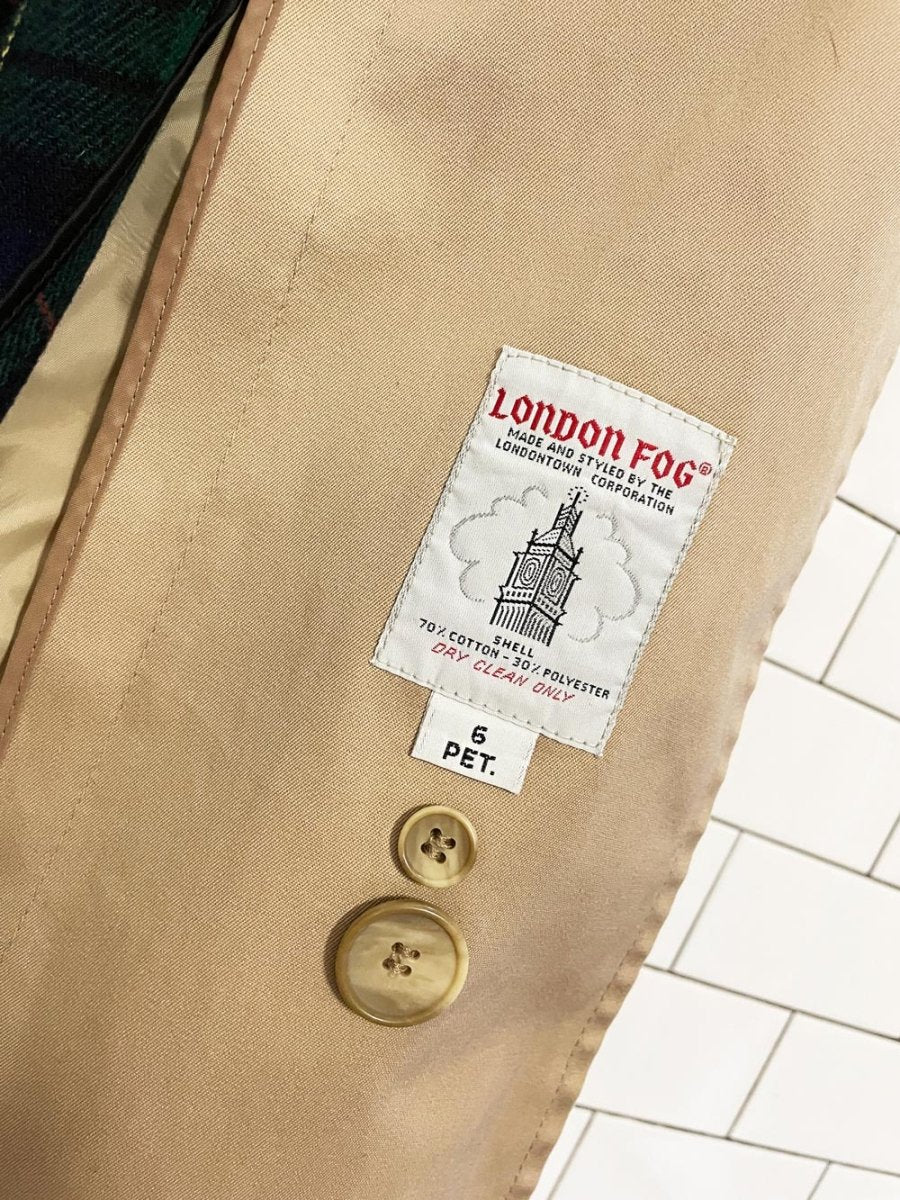 vintage london fog classic belted trench coat | removable wool - blend tartan liner | made in USA - good market thrift store