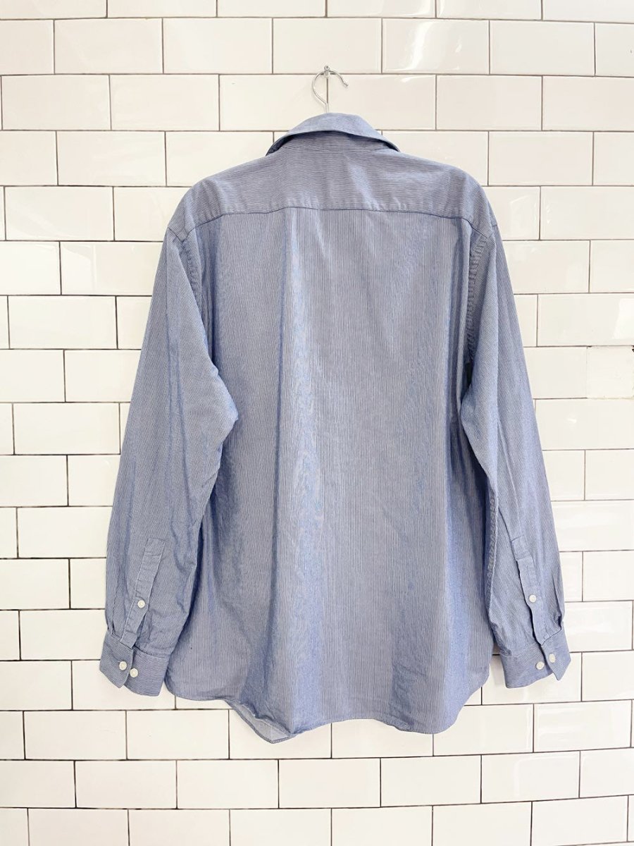 michael kors regular fit blue stripe menswear shirt - good market thrift store
