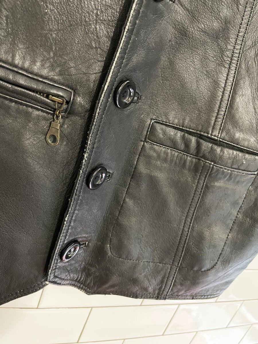vintage 90s asl soft leather biker vest | vera pelle italy - good market thrift store
