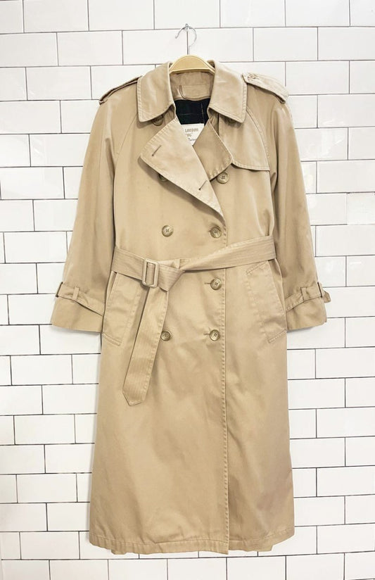 vintage london fog classic belted trench coat | removable wool - blend tartan liner | made in USA - good market thrift store