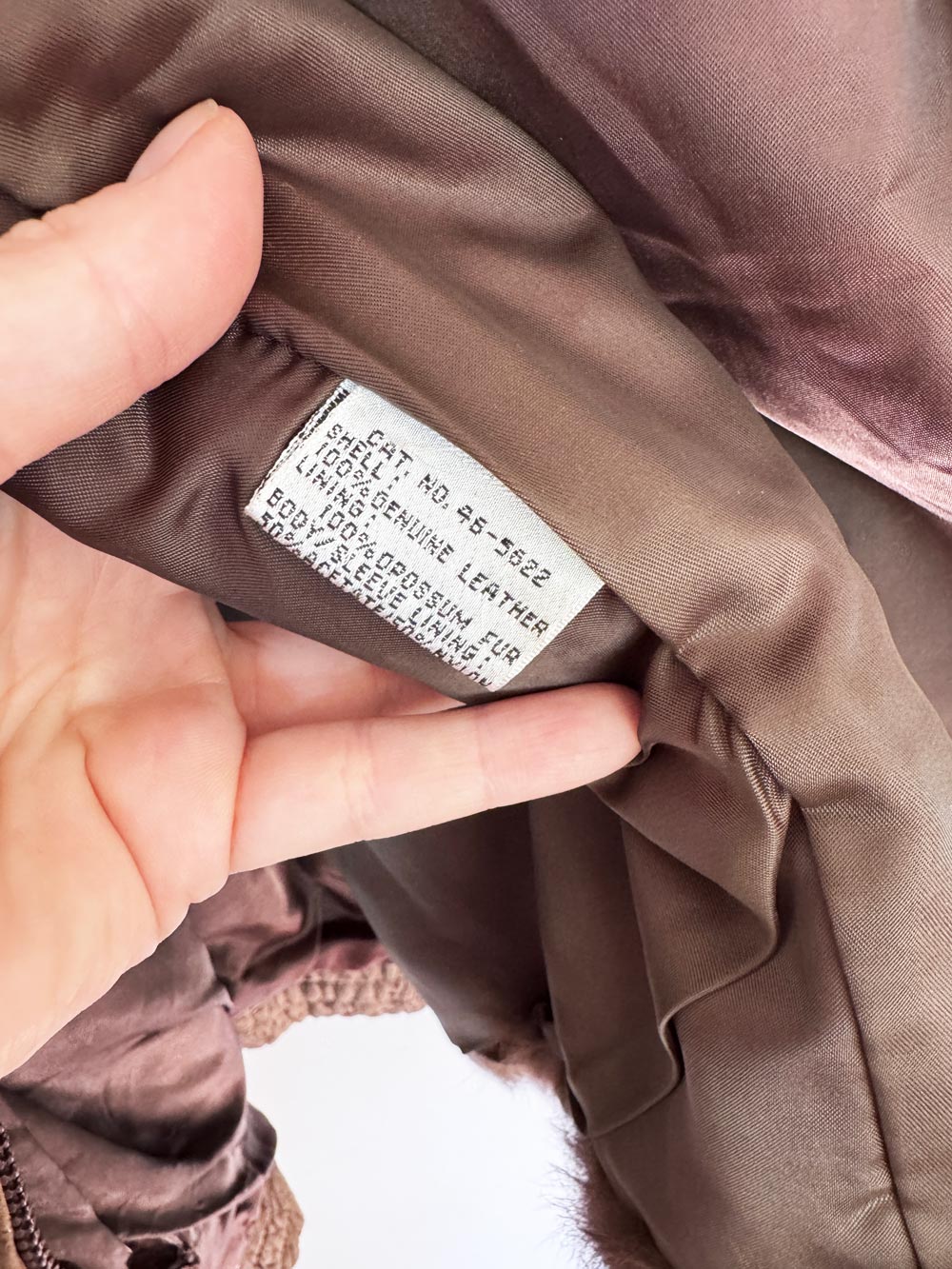vintage 90s alan michaels opossum fur + lamb leather bomber jacket | removable lining