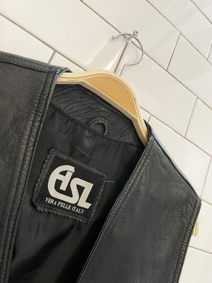 vintage 90s asl soft leather biker vest | vera pelle italy - good market thrift store