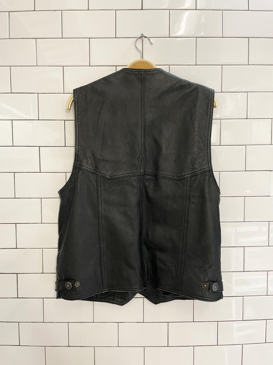 vintage 90s asl soft leather biker vest | vera pelle italy - good market thrift store