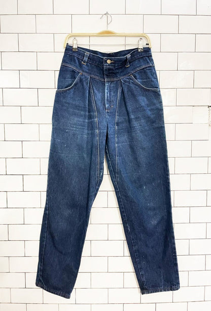 vintage pleated dark wash tapered jeans | made in USA - good market thrift store