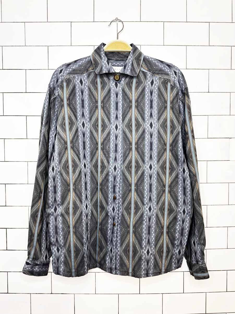 vintage 90s melvyn paul southwestern woven full button shirt