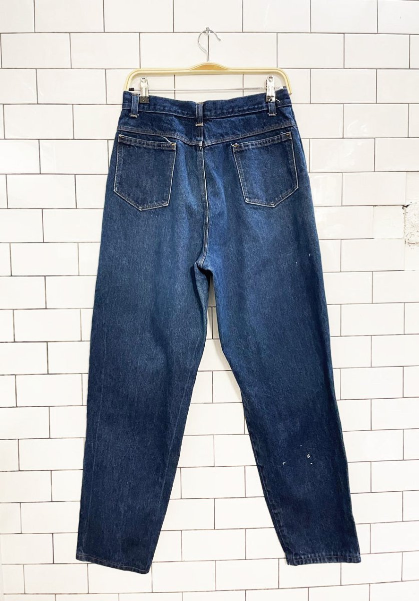 vintage pleated dark wash tapered jeans | made in USA - good market thrift store