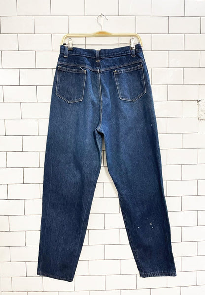 vintage pleated dark wash tapered jeans | made in USA - good market thrift store