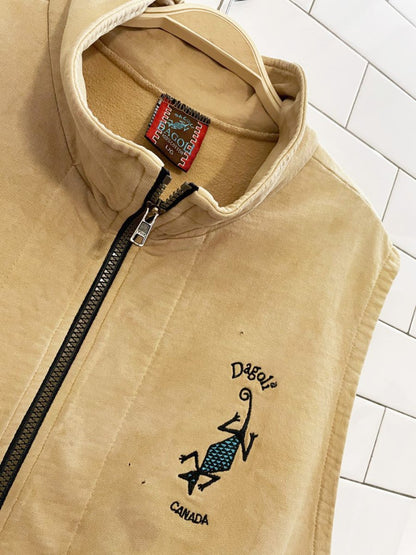 vintage 90s dagoli embroidered lizard full zip sleeveless sweatshirt - good market thrift store