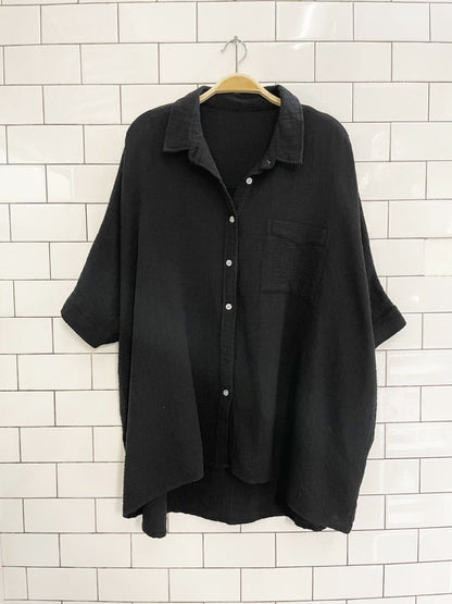 black oversized gauze cotton shirt - good market thrift store