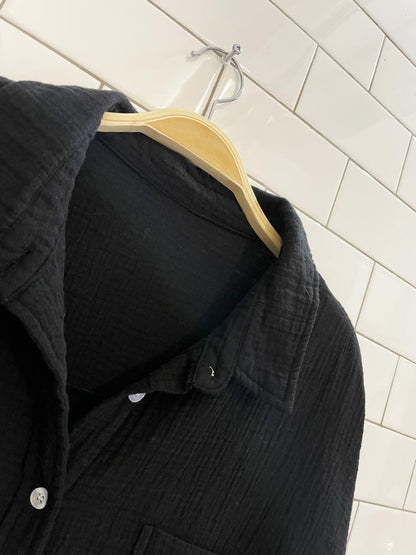 black oversized gauze cotton shirt - good market thrift store