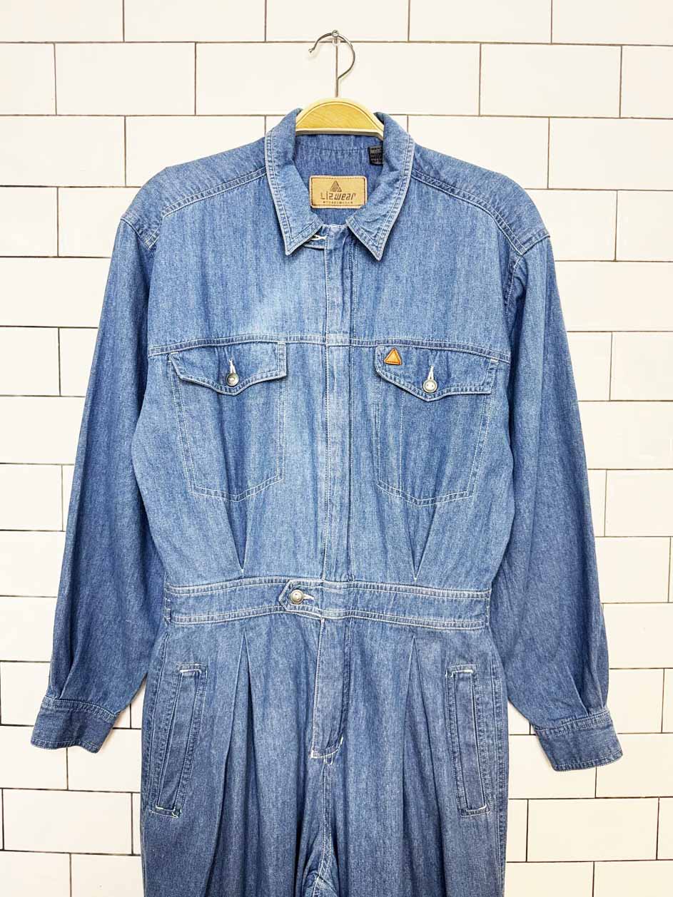 vintage 80s lizwear full denim jumpsuit coveralls | liz claiborne