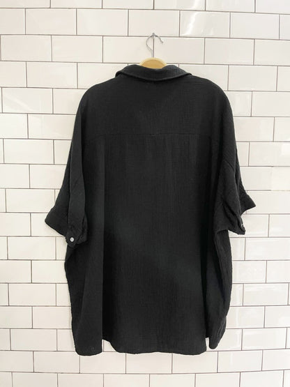 black oversized gauze cotton shirt - good market thrift store