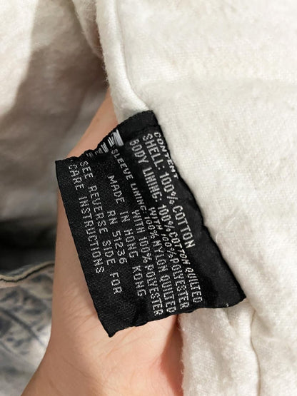 vintage 90s andy johns acid wash denim puffer parka - good market thrift store