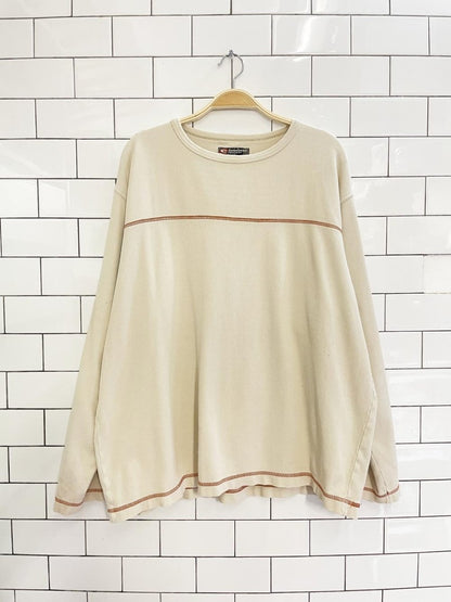 y2k point zero contrast stitch long sleeve top - good market thrift store