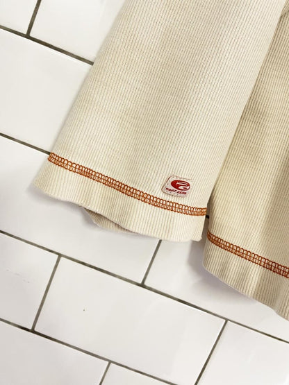 y2k point zero contrast stitch long sleeve top - good market thrift store