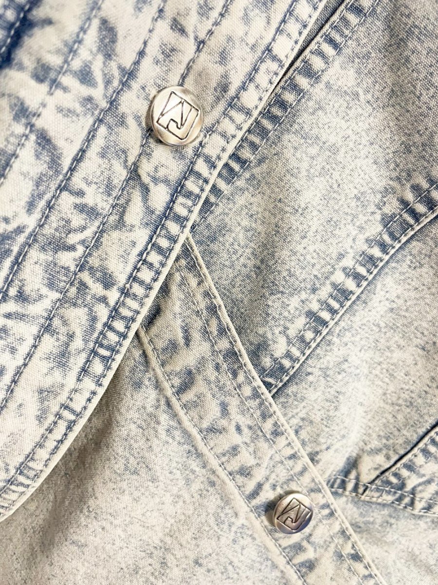 vintage 90s andy johns acid wash denim puffer parka - good market thrift store