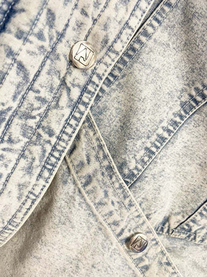 vintage 90s andy johns acid wash denim puffer parka - good market thrift store