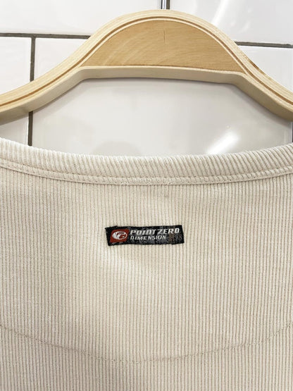 y2k point zero contrast stitch long sleeve top - good market thrift store