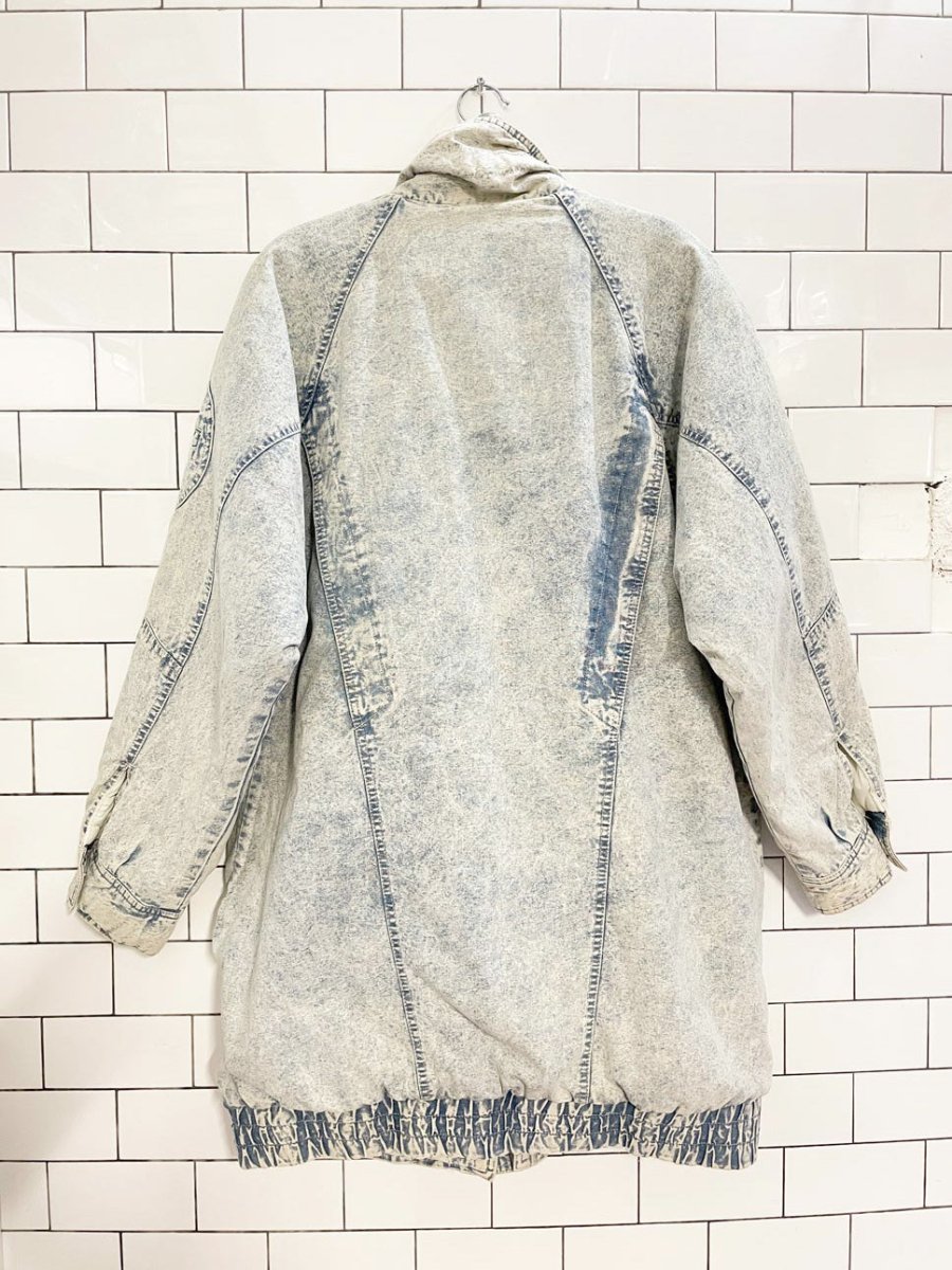 vintage 90s andy johns acid wash denim puffer parka - good market thrift store